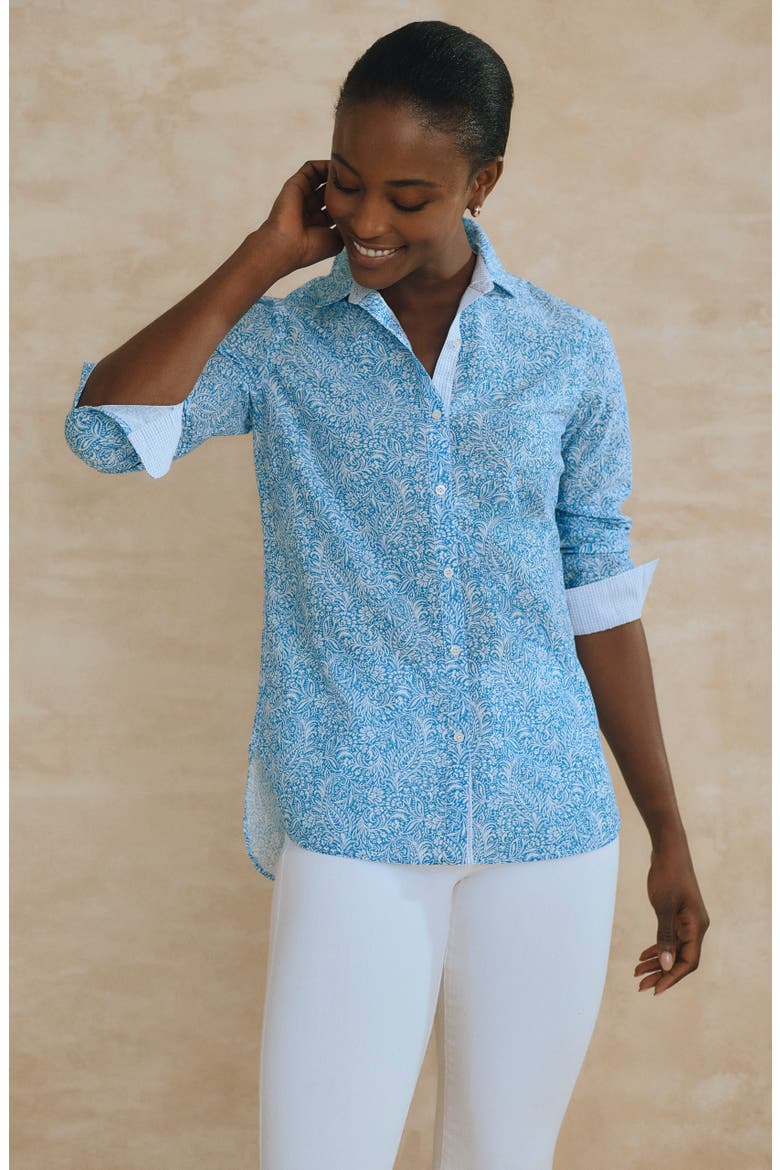 Britt Button Front Shirt, Alternate, color, BLUE/ WHITE