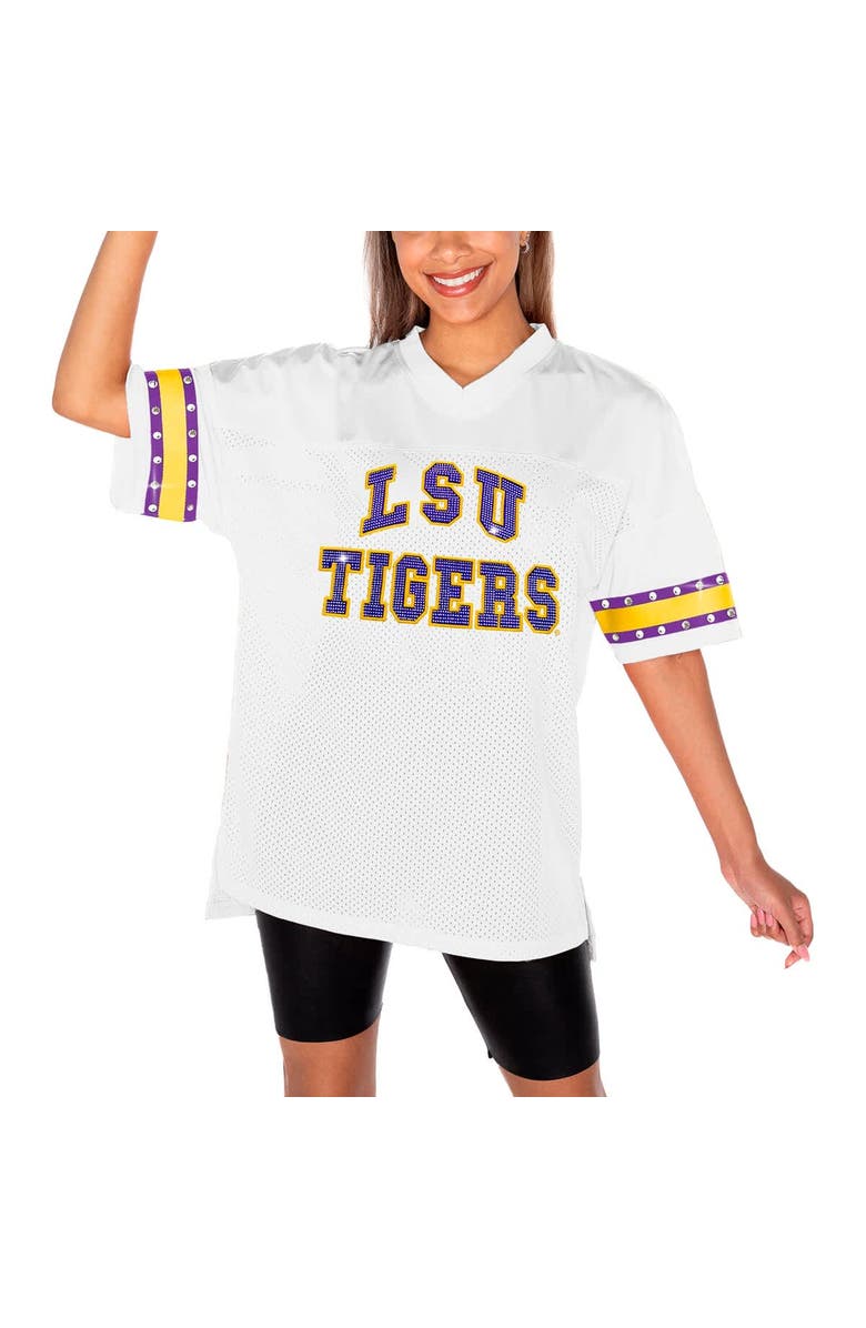 GAMEDAY COUTURE Women's Gameday Couture White LSU Tigers Until Kickoff Rhinestone Fashion T-Shirt, Main, color, 