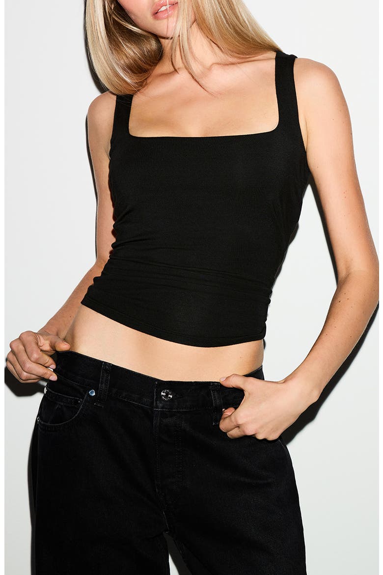 Smooth Layers Square Neck Tank, Main, color, OBSIDIAN