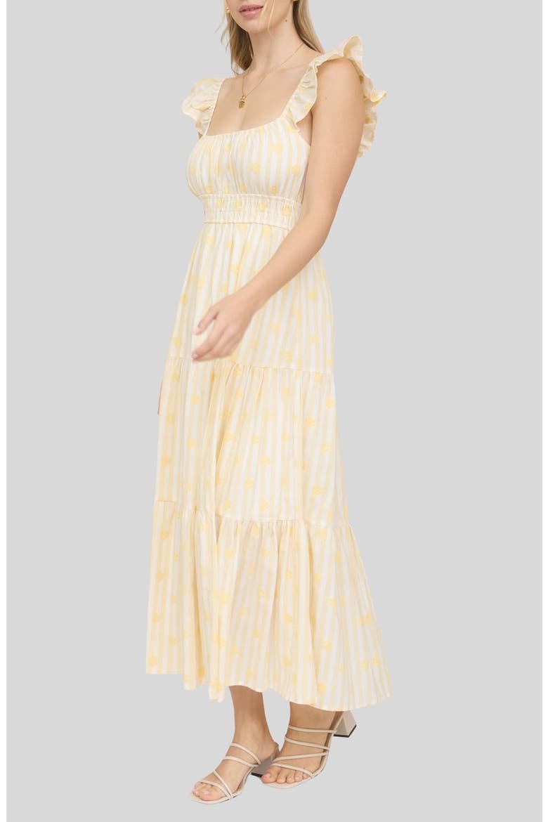 Ditsy Tiered Midi Dress, Alternate, color, LIGHT YELLOW
