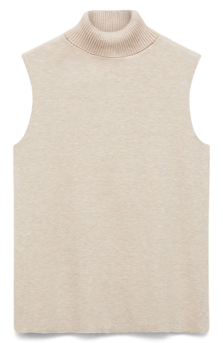 MANGO Sleeveless Turtleneck Sweater, Alternate, color, Beige