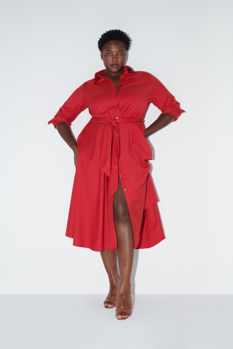 Wool Tace Shirtdress, Alternate, color, Scarlett