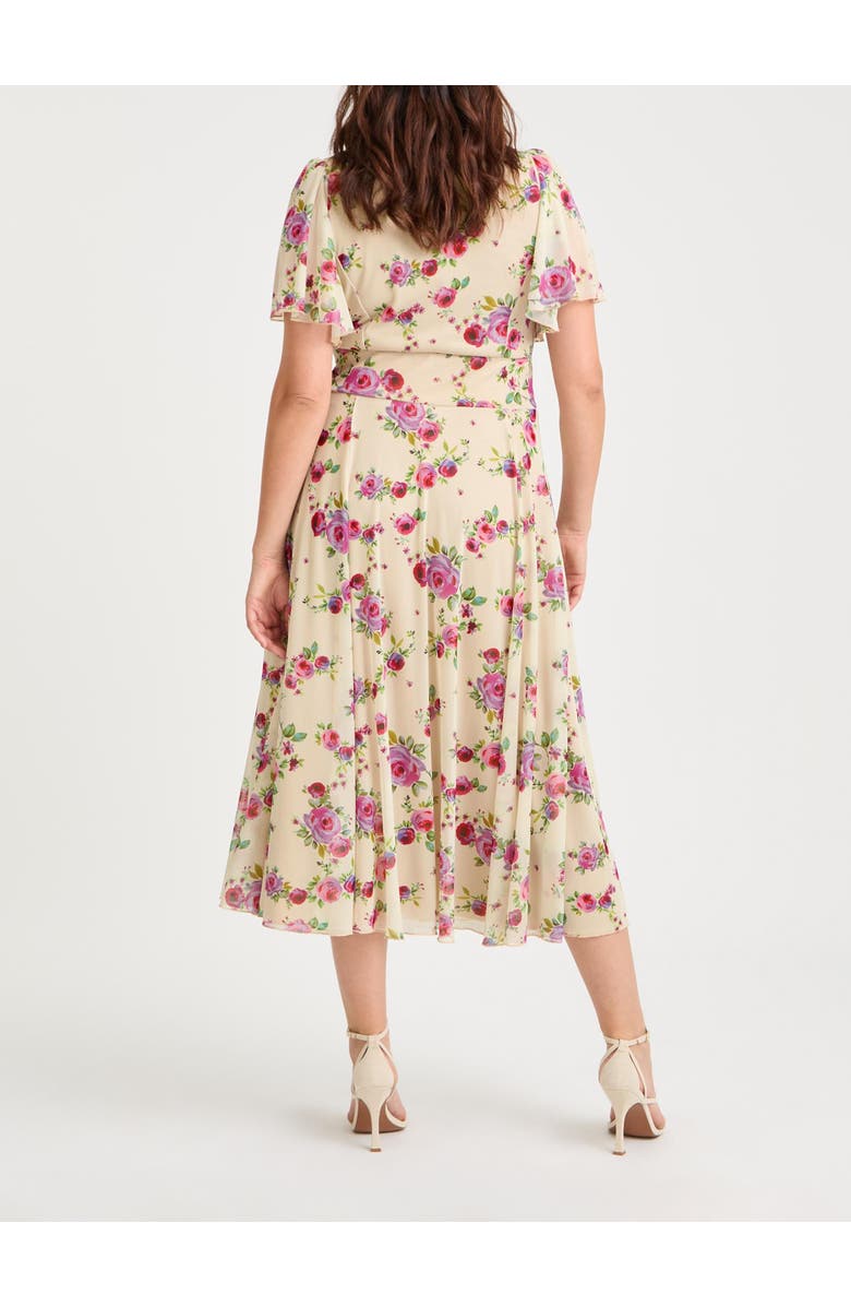 Scarlett & Jo Liz Floral Bolero Wrap Bodice Midi Dress, Alternate, color, Vintage Cream Rose