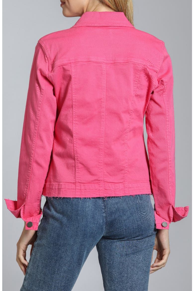 Frayed Denim Jacket, Alternate, color, PINK