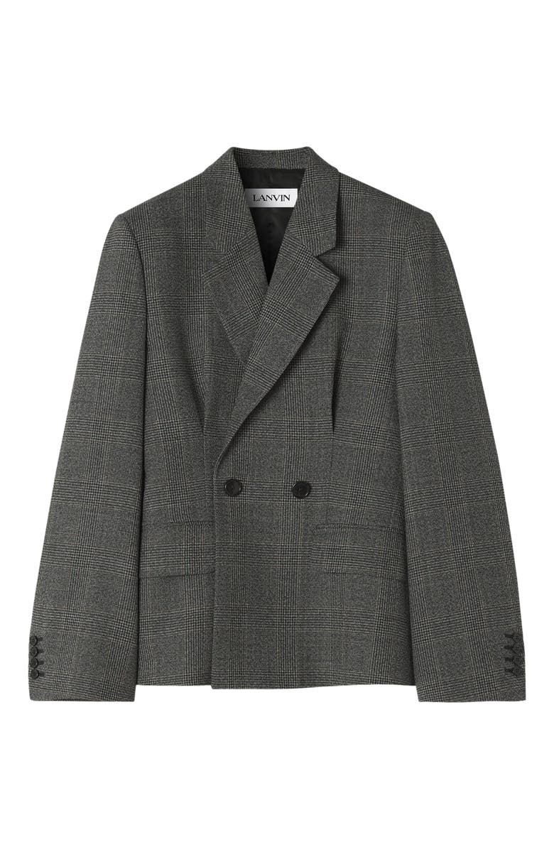 Lanvin Double-Breasted Tailored Jacket In Prince Of Wales Wool, Alternate, color,