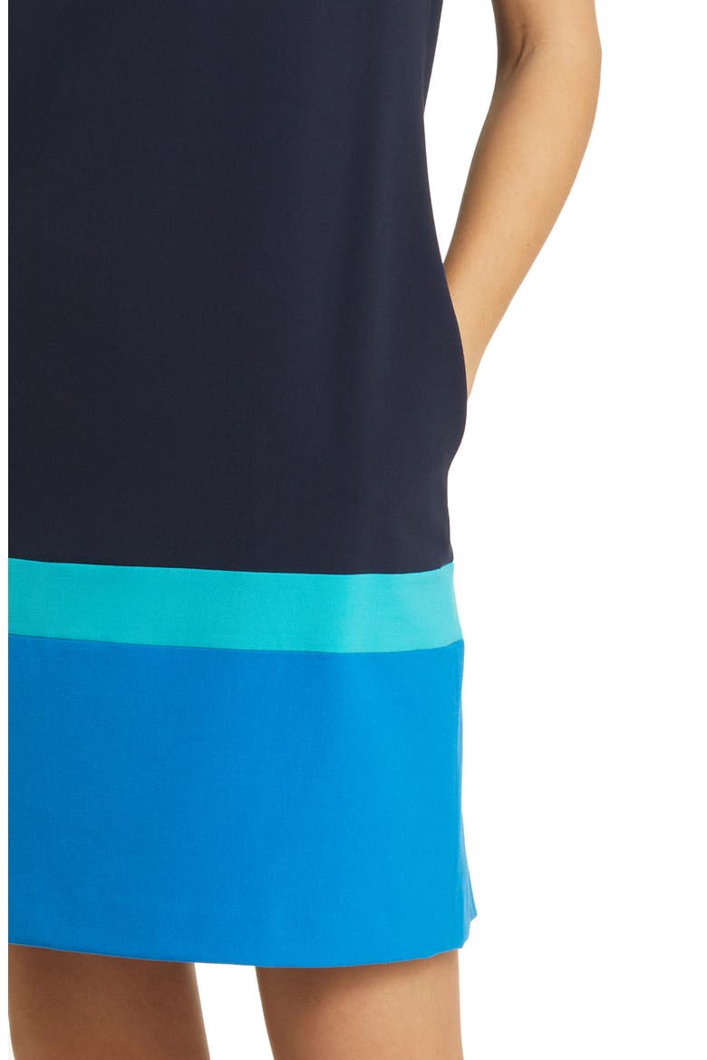 Colorblock Sleeveless Shift Dress, Alternate, color, NAVY AQUA BLUE