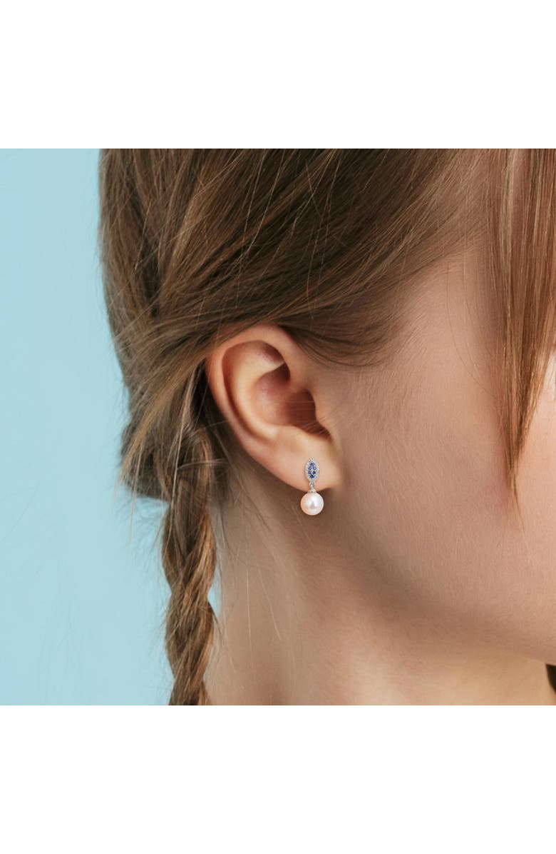Julianna B. Pearl Gemstone & Diamond Earrings 14k, Alternate, color, Blue Sapphire