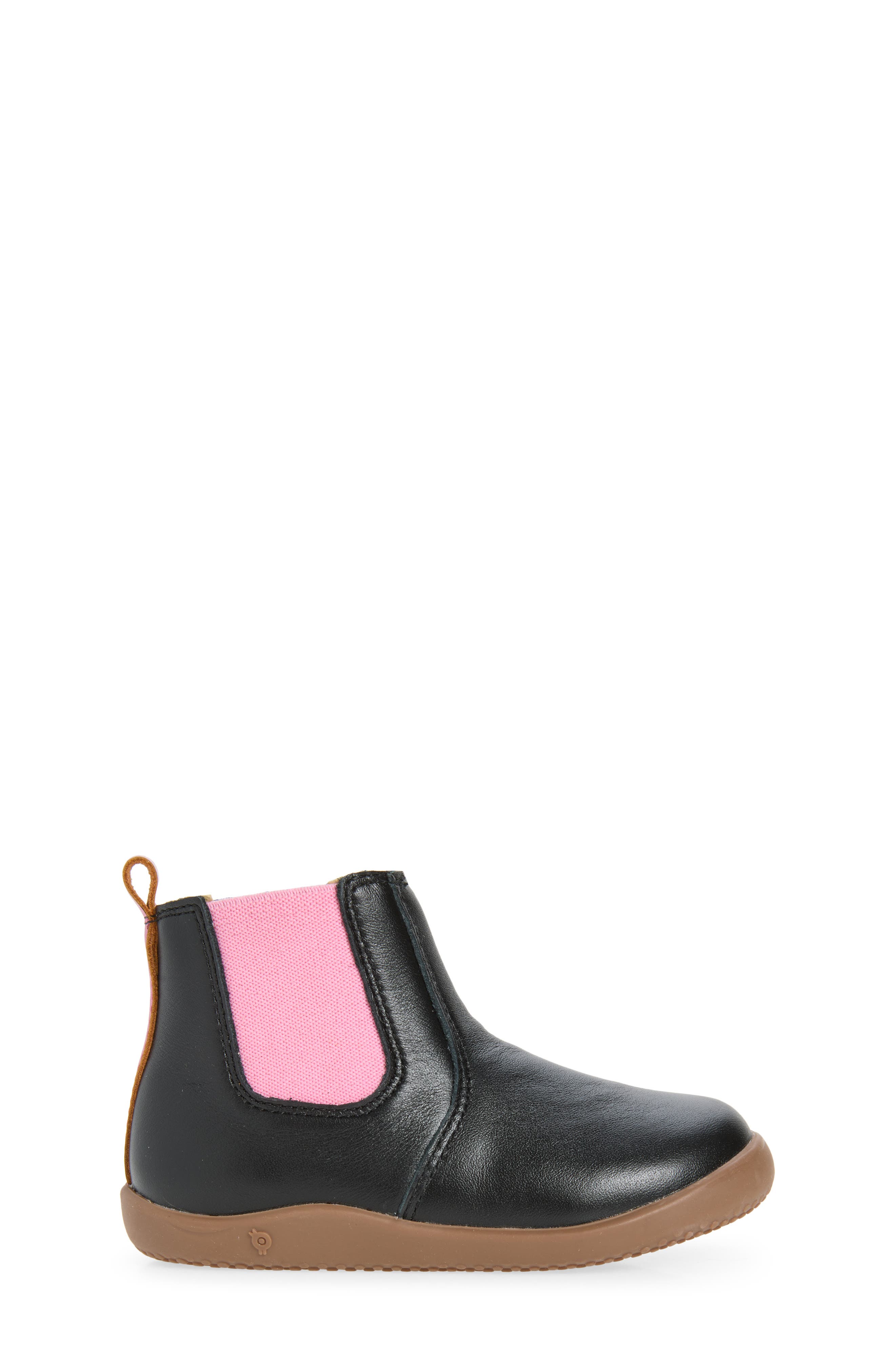 Kids' Boost Leather Chelsea Boot, Alternate, color, BLACK / FUCHSIA FOIL