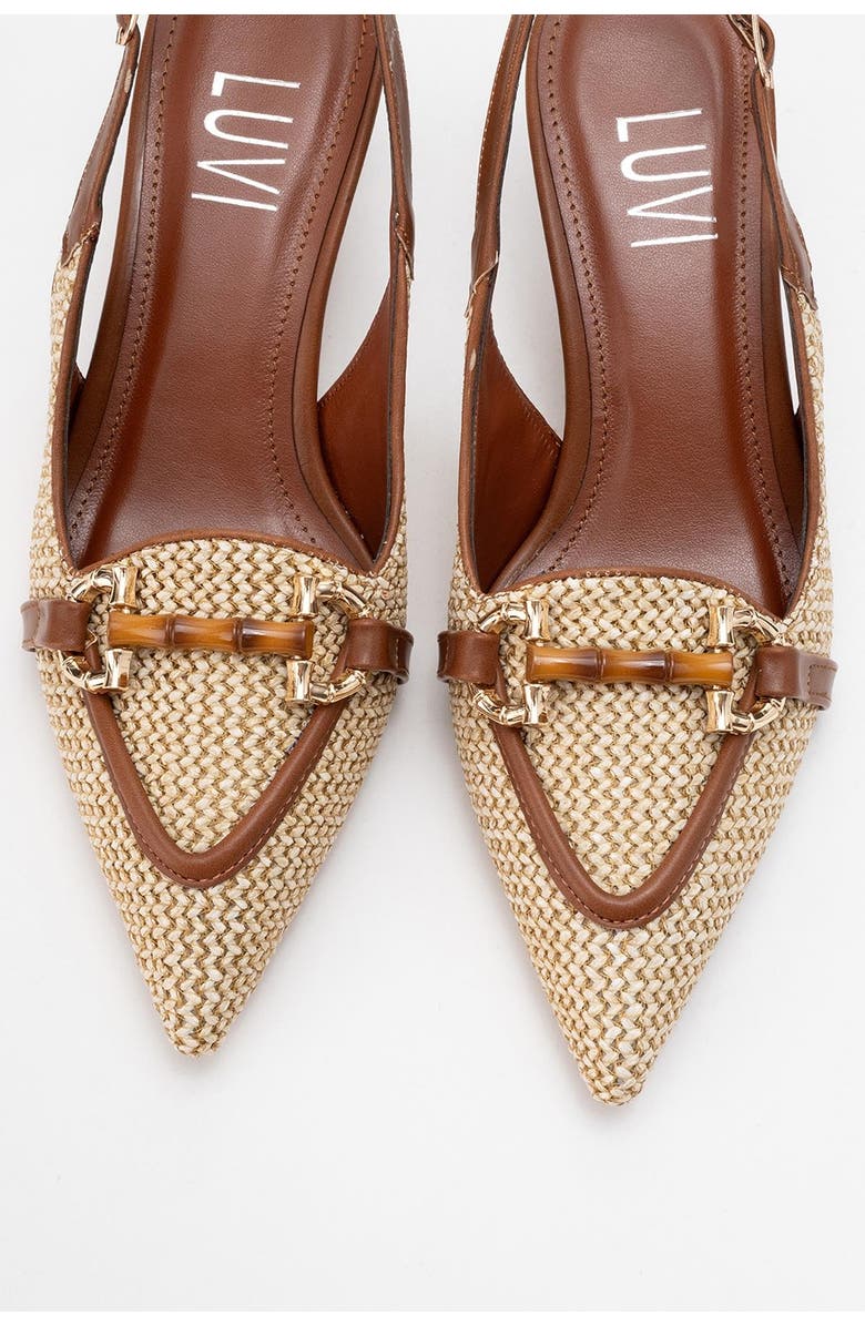 Prologue Shoes Osca Pointed Toe Buckled Slingback Pump, Alternate, color, Cognac