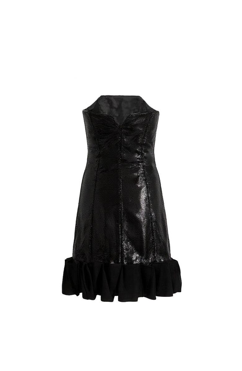 Tulleen Satin Strapless Dress, Alternate, color, Black