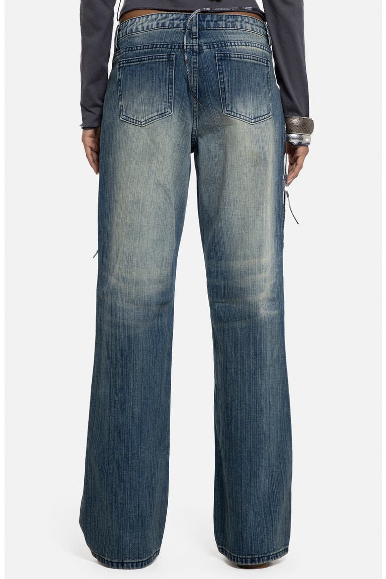 Hunter Mirror Embellished Low Rise Wide Leg Jeans, Alternate, color, BLUE