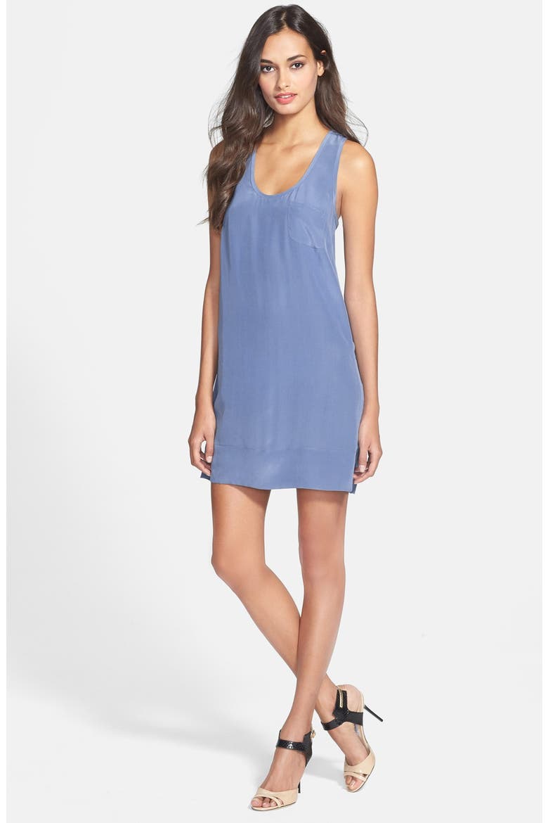 'Peri B' U-Neck Racerback Silk Dress, Main, color, SEA BLUE