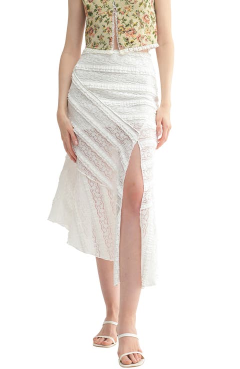 Lace Frill Asymmetric Skirt