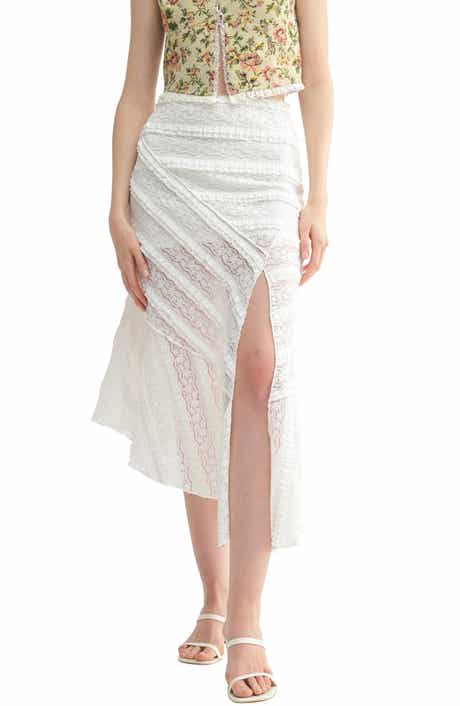 All in Favor Lace Frill Asymmetric Skirt