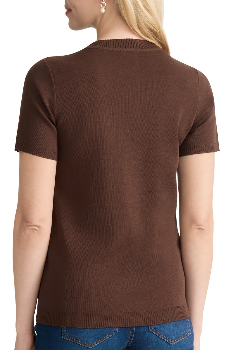 Jones New York Short Sleeve Rib Sweater, Alternate, color, Fudge