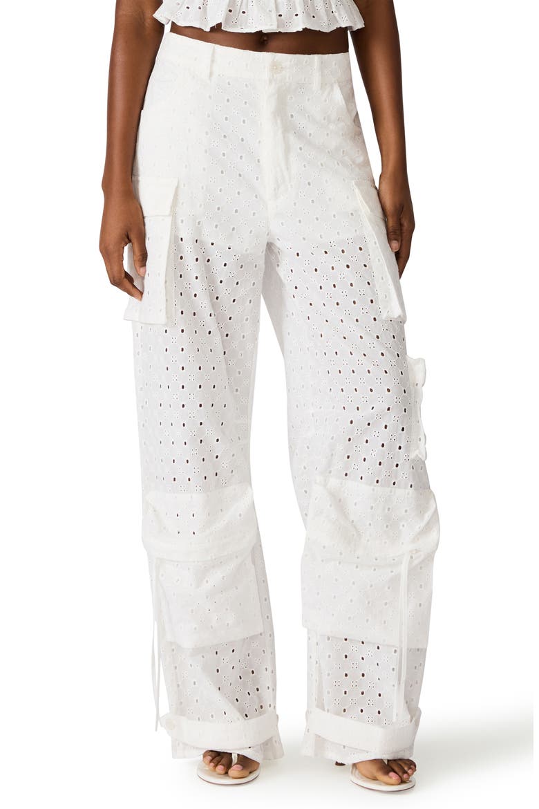 Cotton Eyelet Cargo Pants, Main, color, WHITE