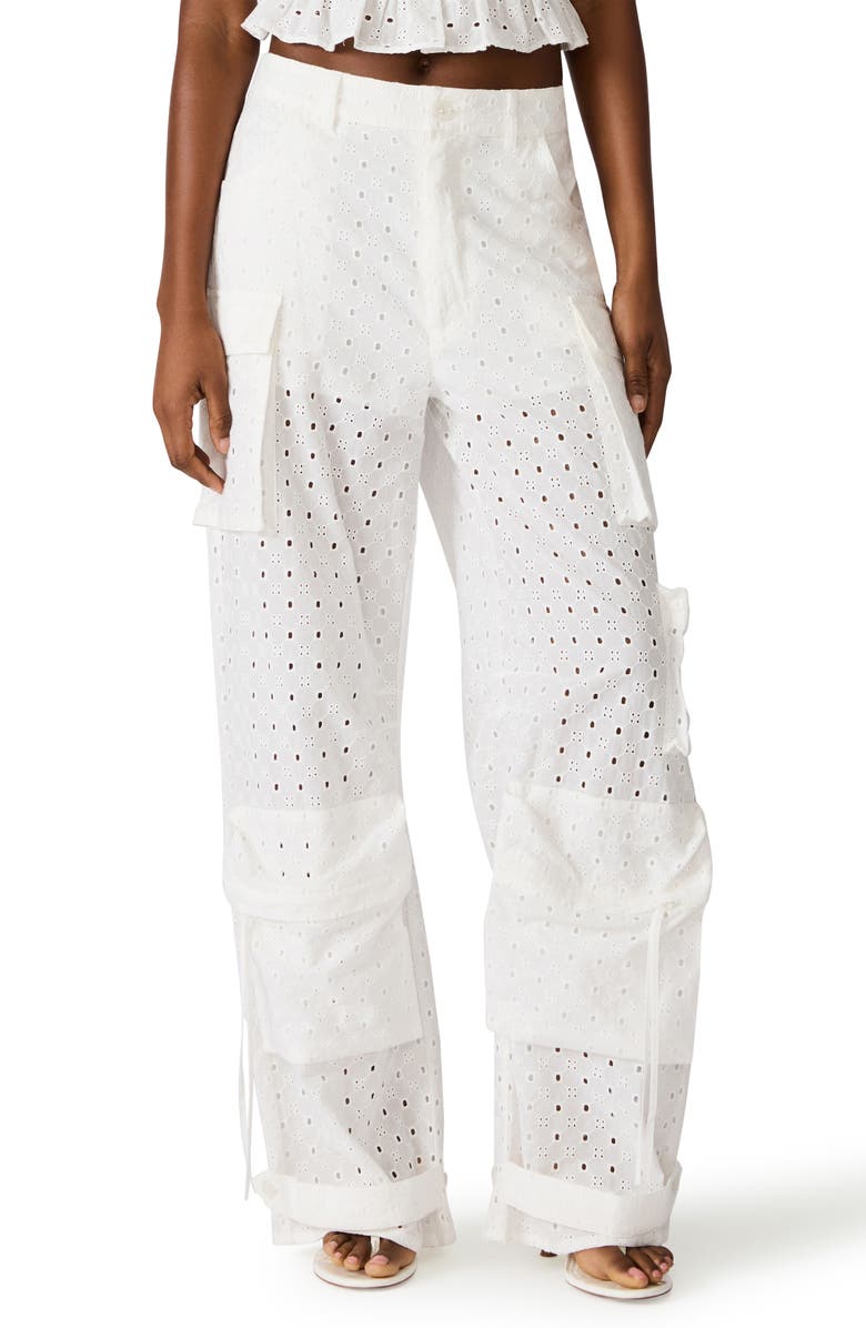 Steve Madden Cotton Eyelet Cargo Pants, Main, color, White