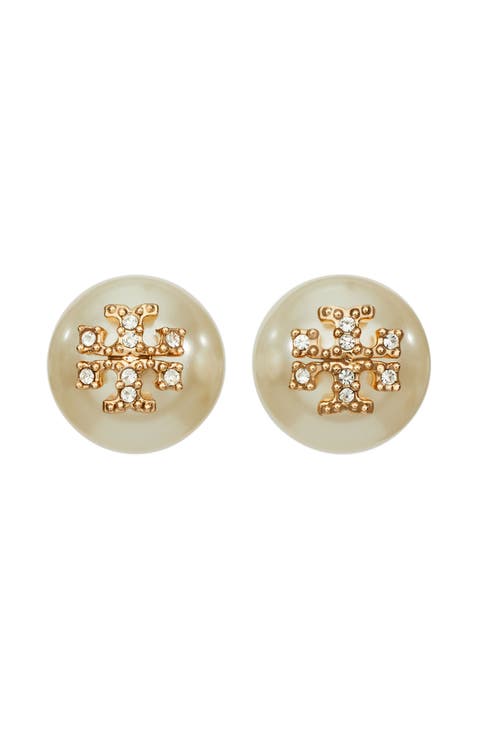 Moondance Pearl and Pavé Stud Earrings