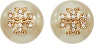 Tory Burch Moondance Pearl and Pavé Stud Earrings
