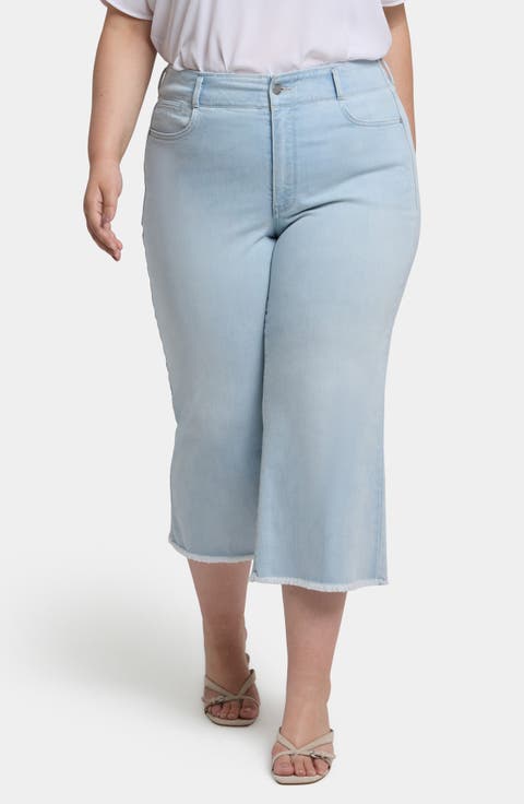 Major High Waist Wide Leg Capri Jeans (Plus)