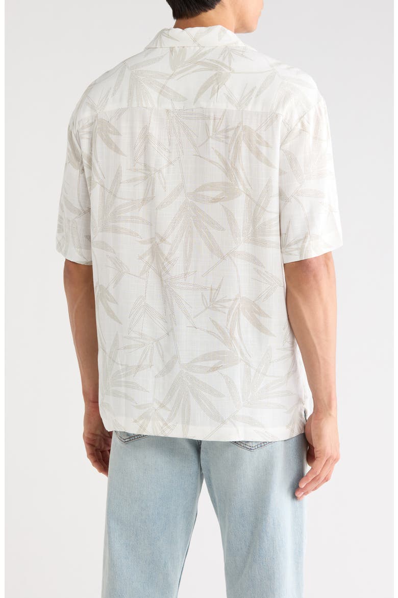 Relaxed Fit Palm Print Camp Shirt, Alternate, color, OFF WHITE