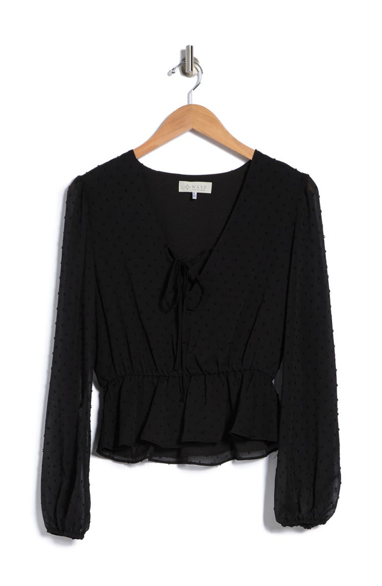 WAYF Long Sleeve Peplum Top, Alternate, color, 