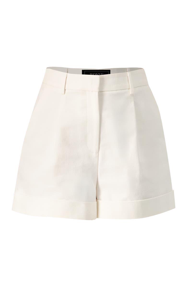 IVONNE Tailored Cotton Single-Button Shorts, Alternate, color, Ivory