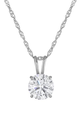 Fzn 14k Gold Lab Grown Diamond Pendant Necklace In White