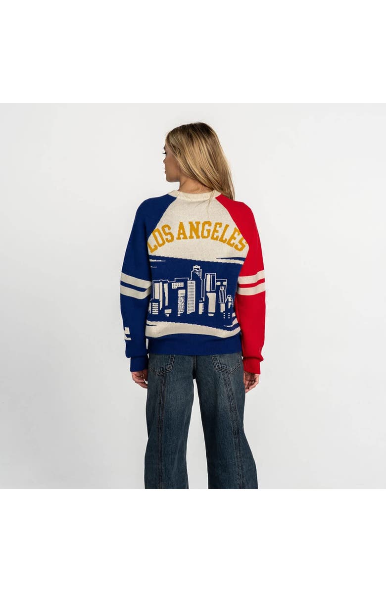 THE WILD COLLECTIVE Women's The Wild Collective  Royal/Cream Los Angeles Dodgers Boxy Jacquard Sweater, Alternate, color, Royal