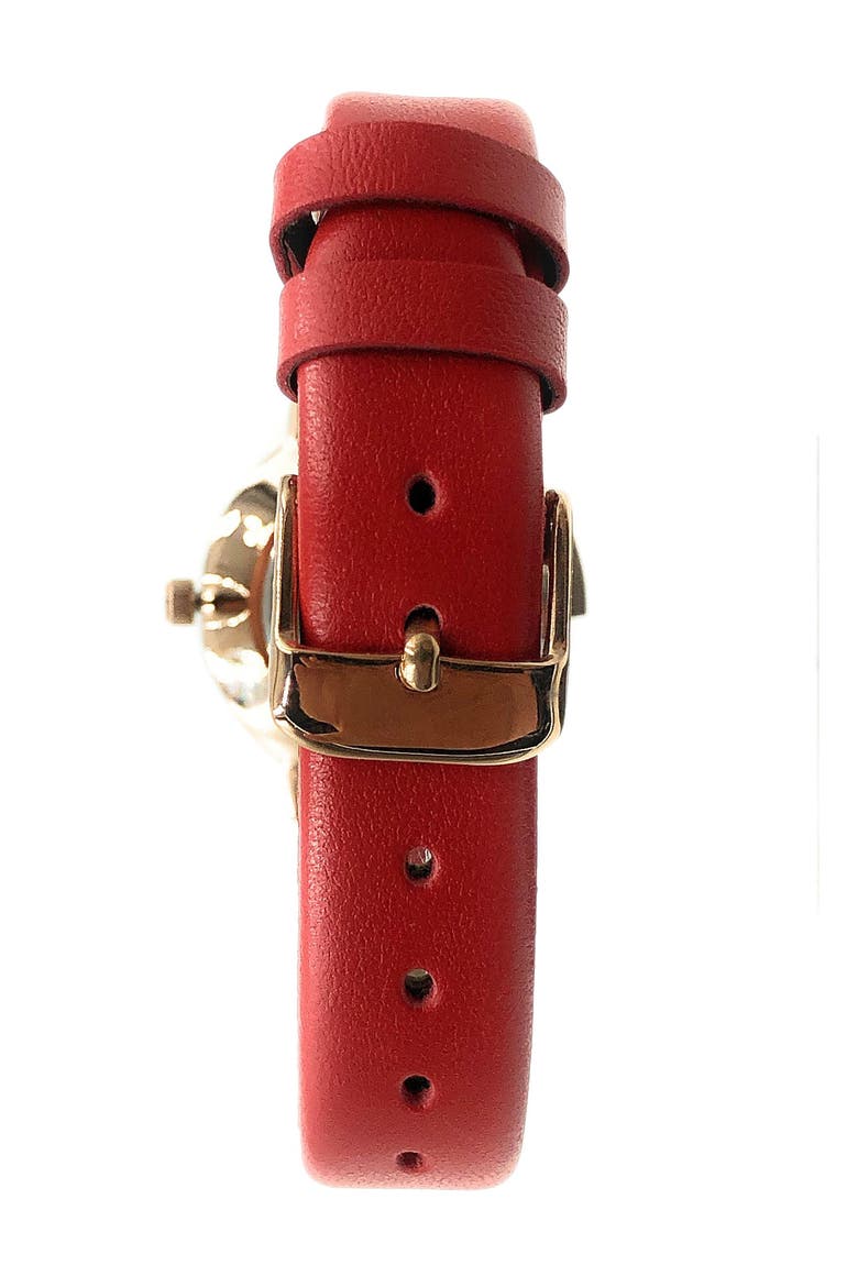 Modern Round Calfskin Leather Watch- 30MM, Alternate, color, Red