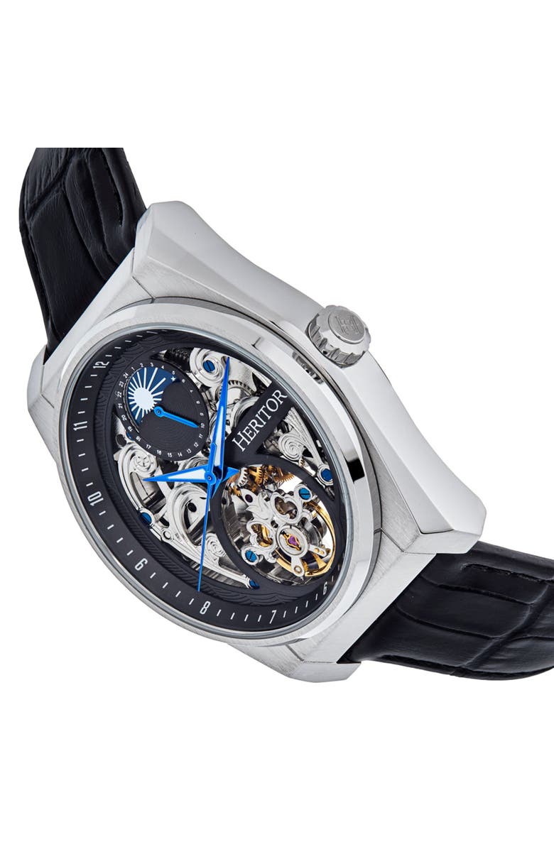 Heritor Automatic Daxton Skeleton Watch, Alternate, color, Black