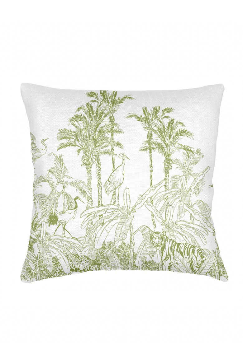 Wildlife Toile Linen Euro Pillow Cover Only, Main, color, Pure Green