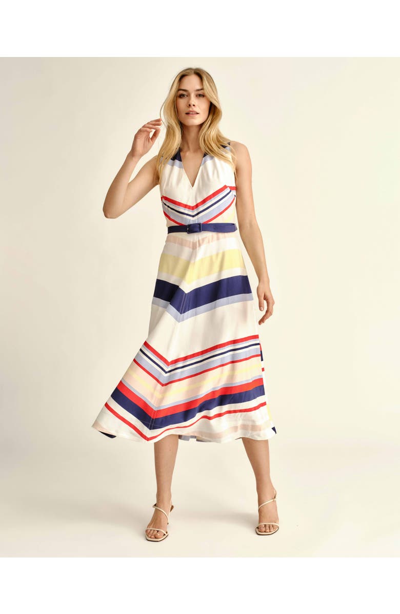 Cartolina Monica Belted Midi Dress, Alternate, color, Nantucket Stripe