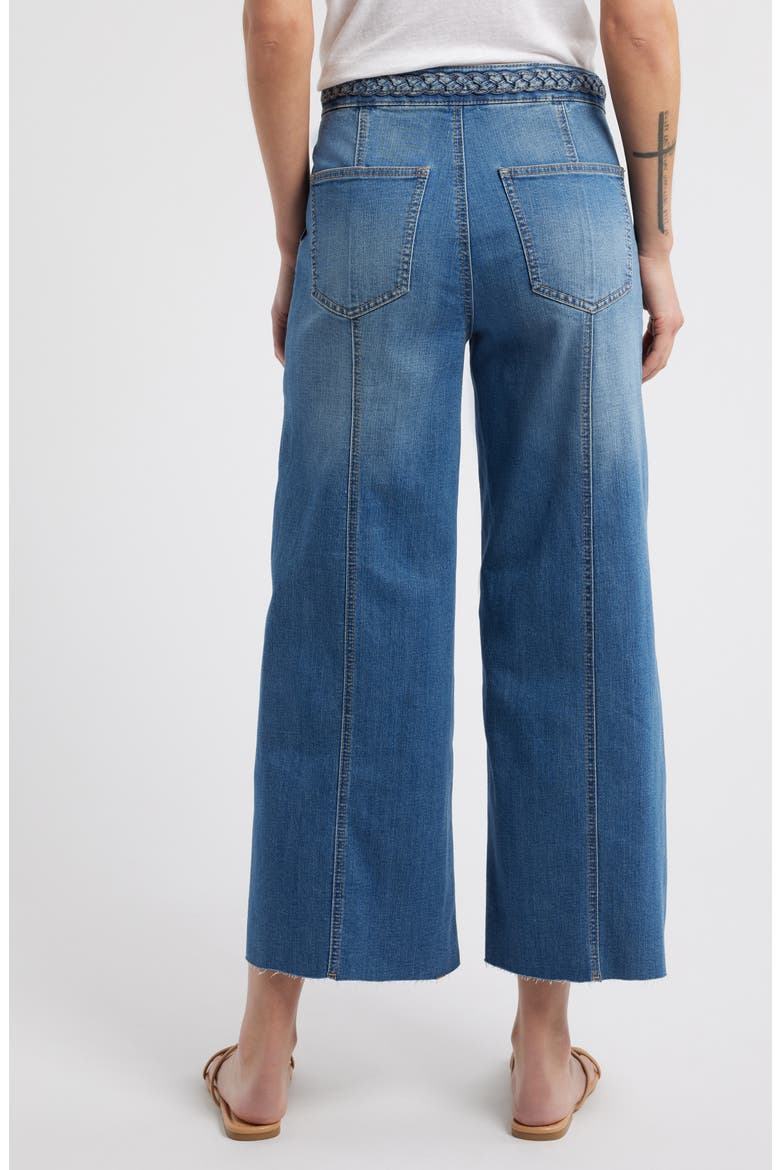 Raw Hem Patch Pocket High Waist Wide Leg Jeans, Alternate, color, BOLT