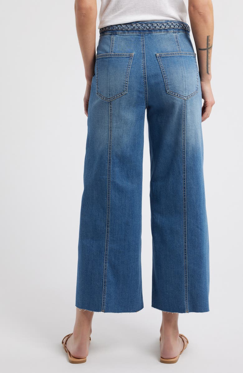 1822 Denim Raw Hem Patch Pocket High Waist Wide Leg Jeans, Alternate, color, 