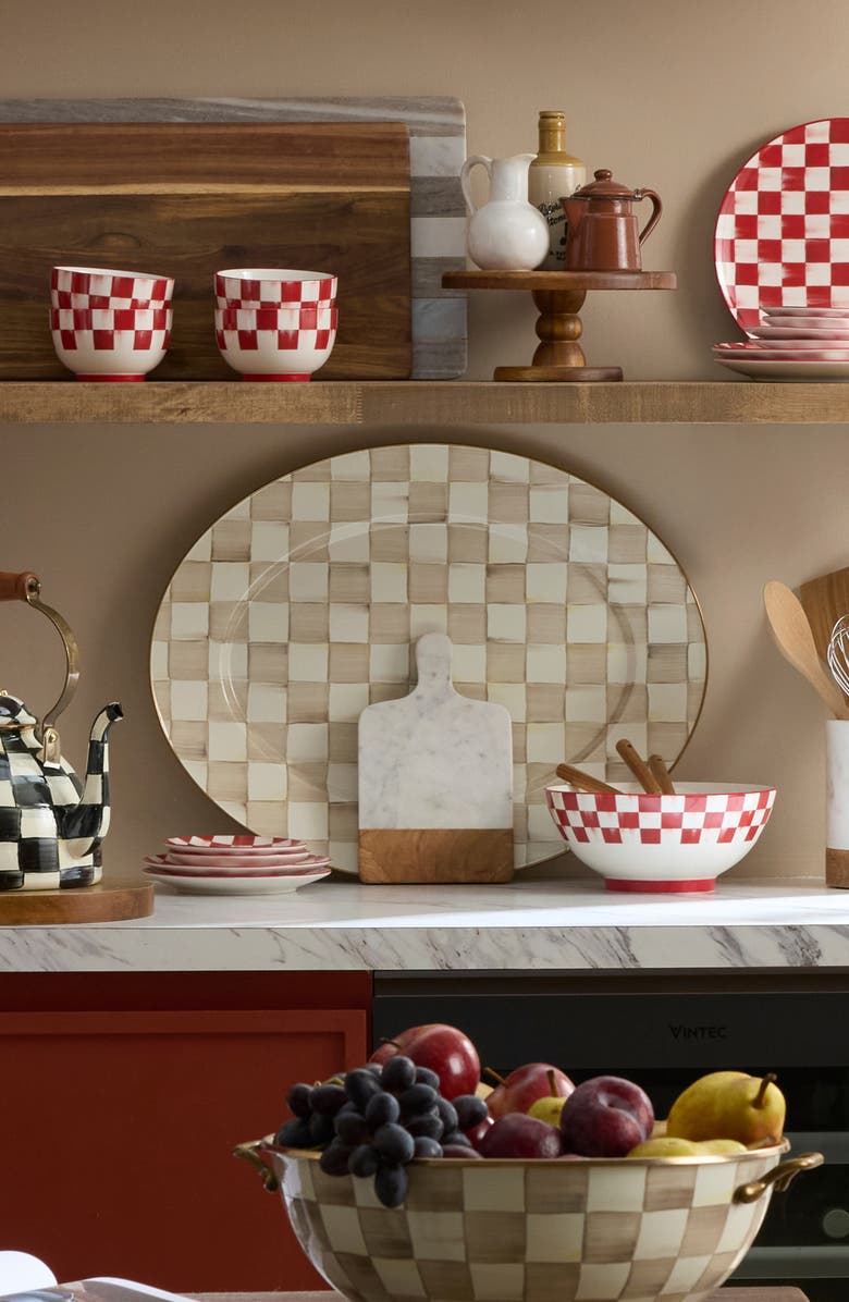 MACKENZIE CHILDS Large Mocha Check Oval Platter, Alternate, color, Mocha