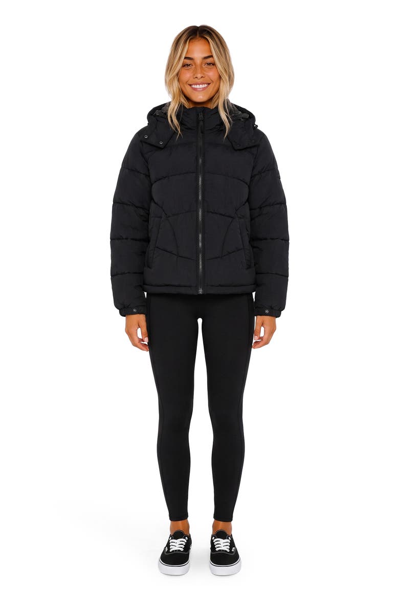 Lola Quilted Puffer Jacket, Alternate, color, BLACK