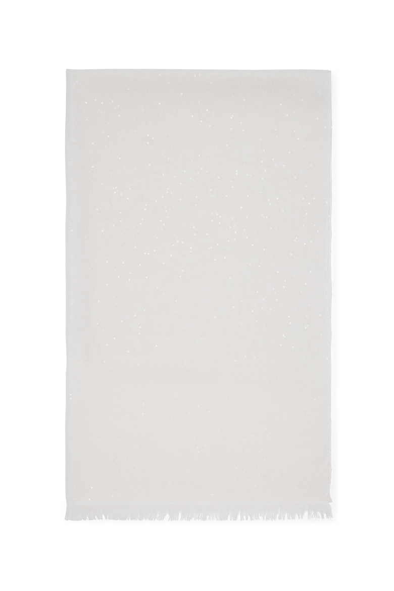 Cashmere and silk Diamond yarn scarf, Main, color, White
