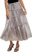 WISHLIST Tiered Satin Midi Skirt