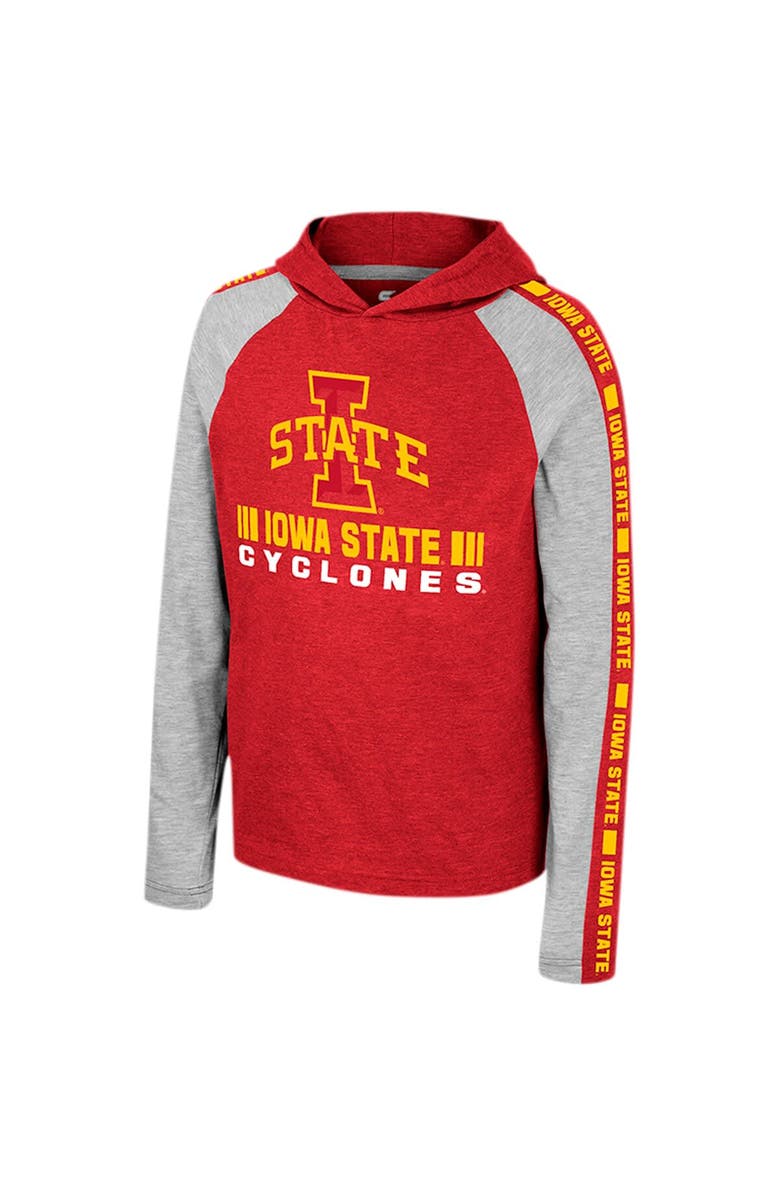 COLOSSEUM Youth Colosseum Cardinal Iowa State Cyclones Ned Raglan Long Sleeve Hooded T-Shirt, Alternate, color, Cardinal
