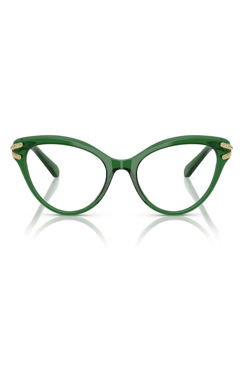 Swarovski 53mm Cat Eye Optical Glasses, Main, color, Transparent Green