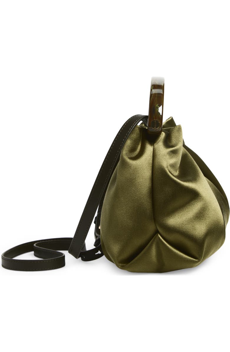 Dries Van Noten Pleated Satin Top Handle Bag, Alternate, color, Olive 607
