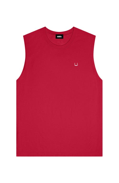Dalix Mens Lil Smile Muscle Tank In Red