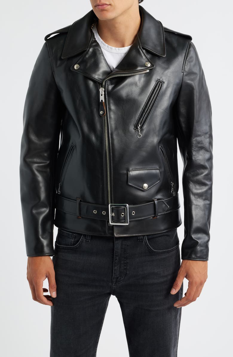 Schott NYC Perfecto Heavyweight Leather Moto Jacket, Main, color, Black