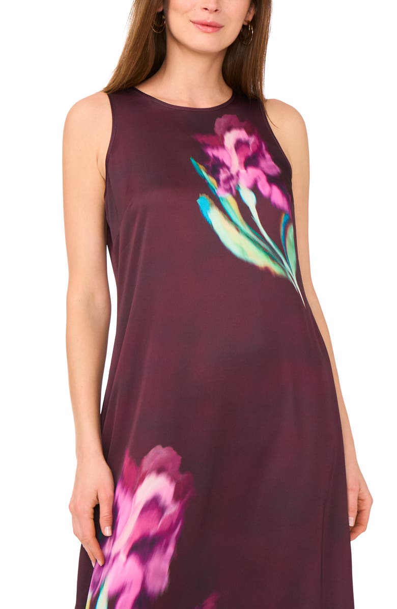 Vince Camuto Floral Print Sleeveless Maxi Dress, Alternate, color, Grape Wine