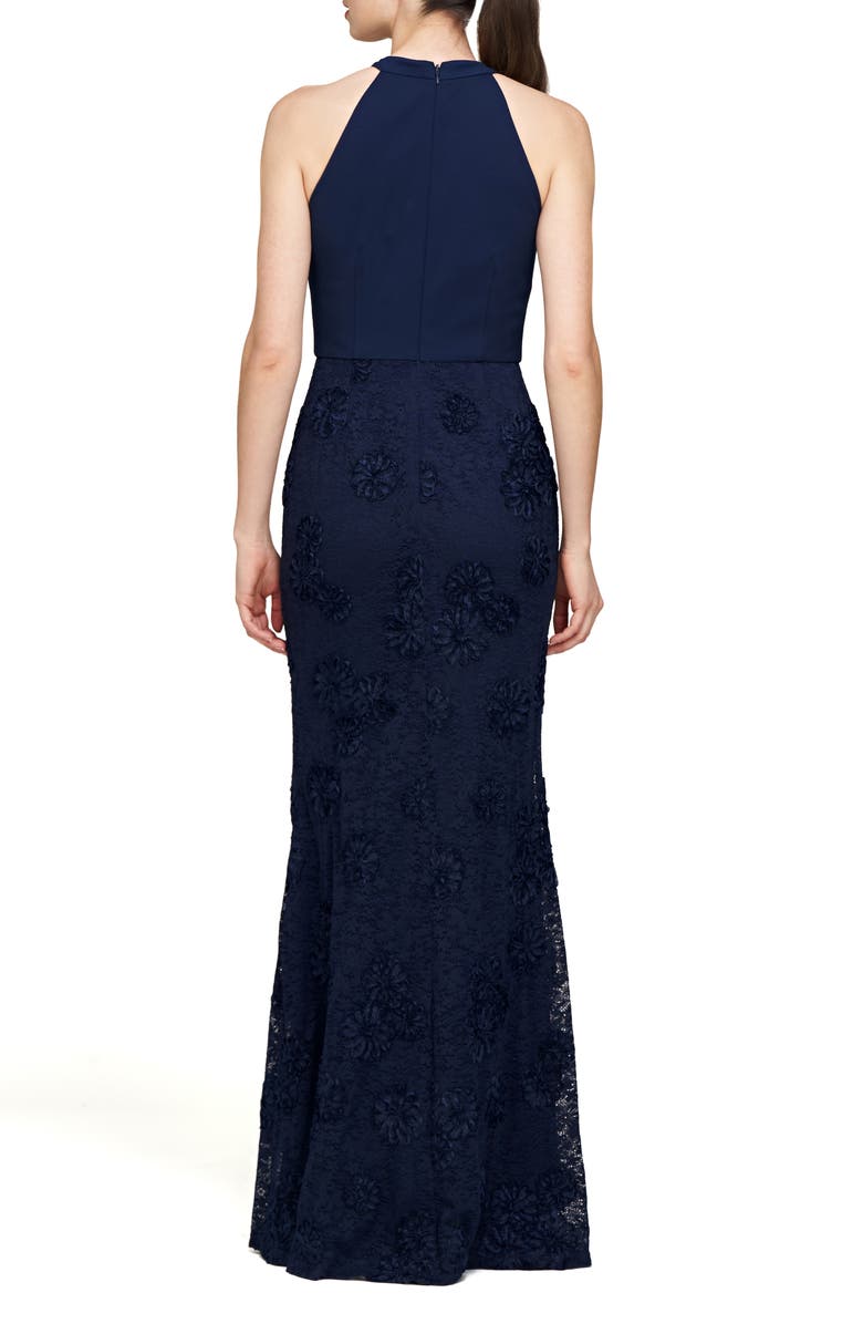 JS Collections Britney Sleeveless Halter Evening Gown, Alternate, color, Deep Navy
