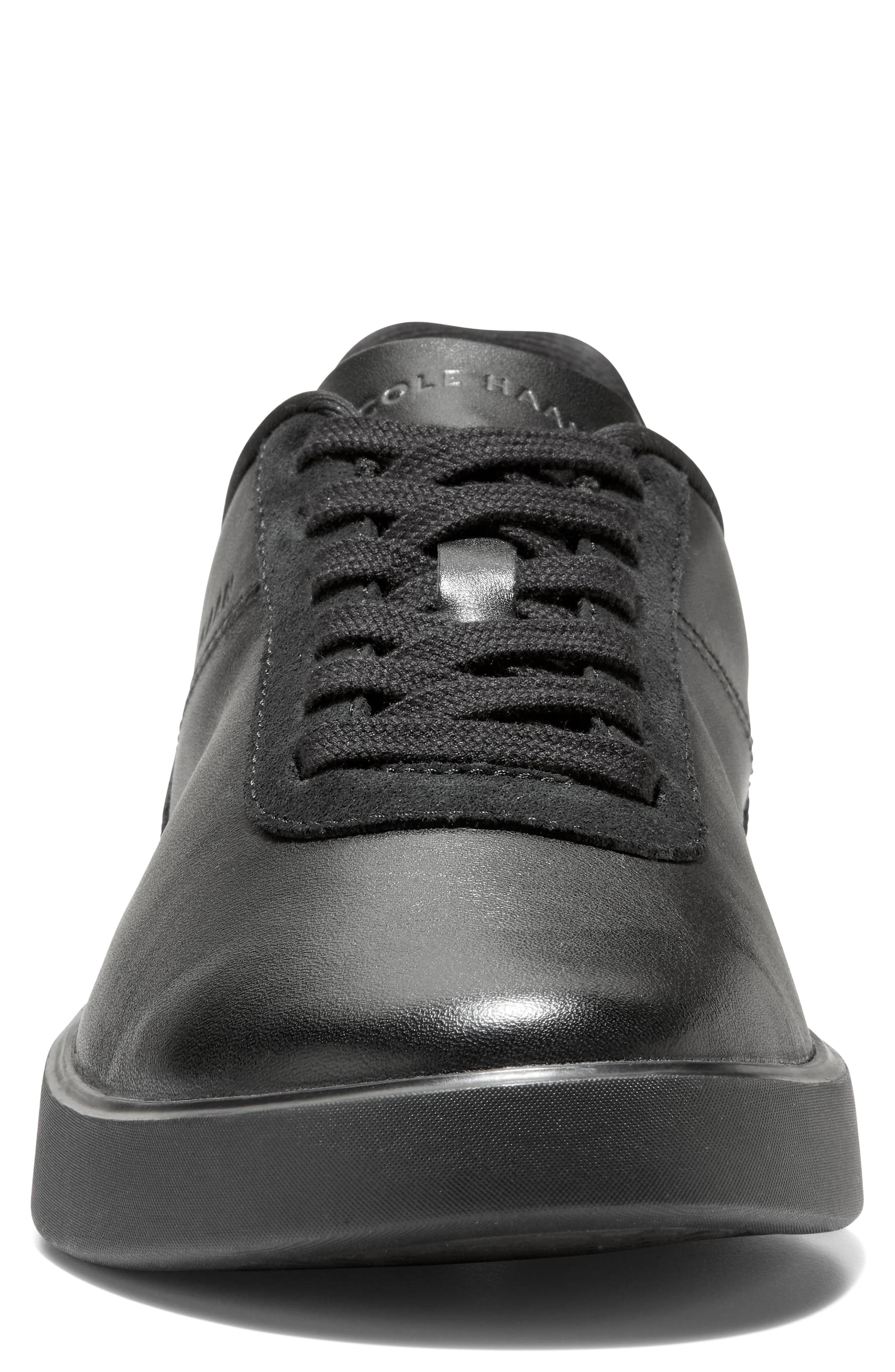 Grand Crosscourt Packaway Leather Sneaker, Alternate, color, BLACK / BLACK