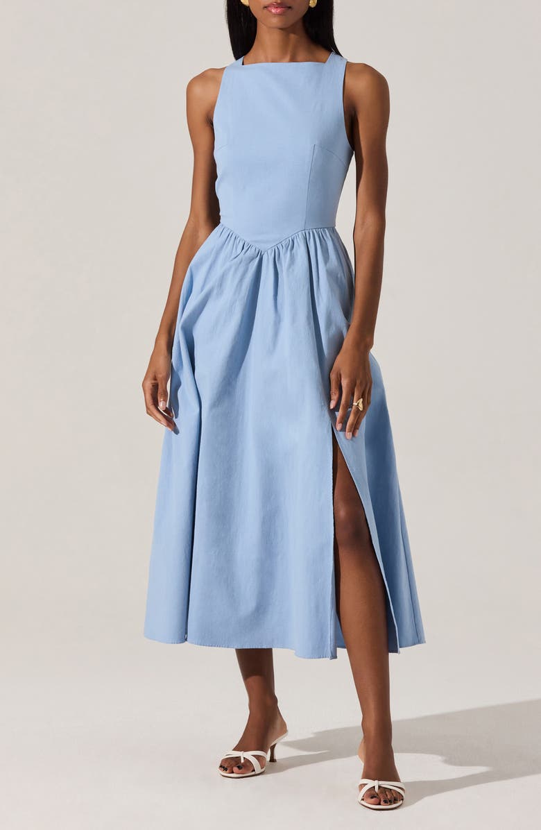 ASTR the Label Bow Back A-Line Dress, Main, color, Blue