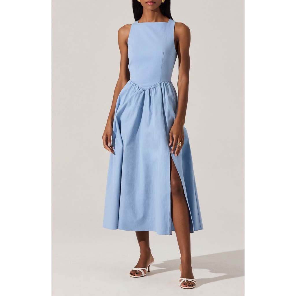 Astr The Label Bow Back A-line Dress In Blue