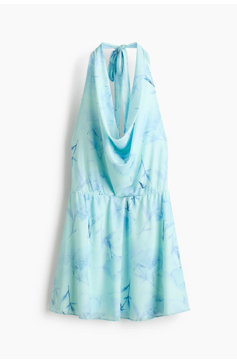 H&M Cowl-neck halterneck dress, Alternate, color, Turquoise/Floral